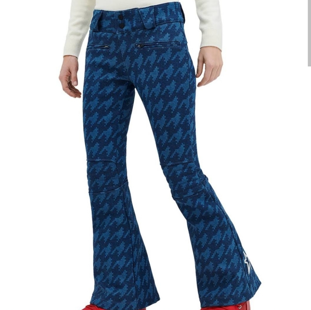 Perfect Moment Blue Houndstooth Flare Pants - Picture 5 of 13